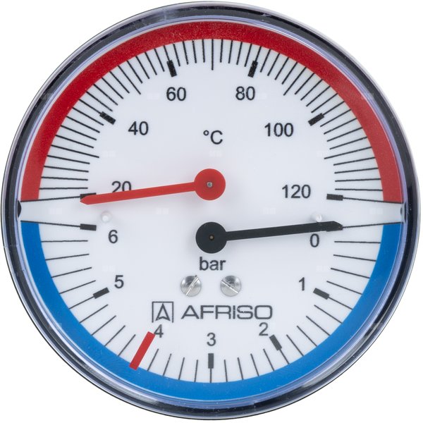 Manometr AFRISO TM aksjalne 1/4'' fi 80 mm, 0 - 6 bar, 20 - 120'C