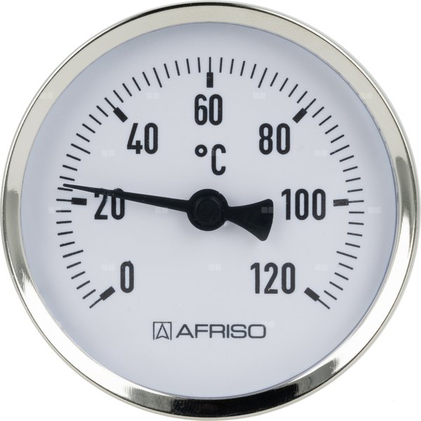 Termometr bimetaliczny AFRISO BiTh fi 80 mm 0…120'C tuleja 63 mm połączenie ax