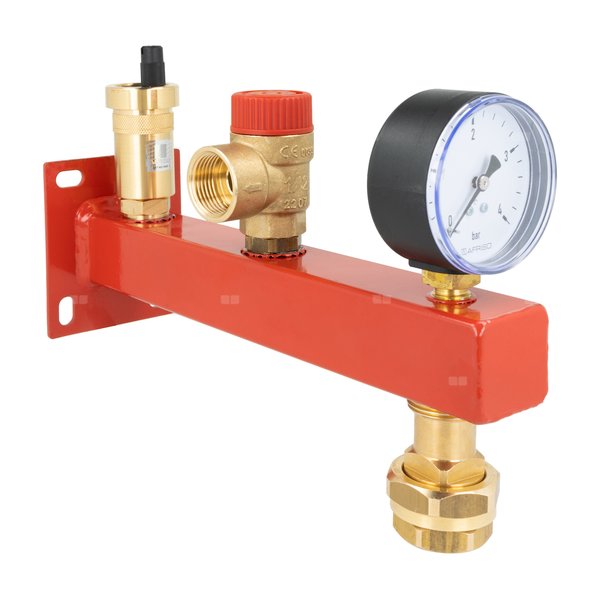 Zespół przyłączeniowy AFRISO BSS 3/4'' GW x szybkozłącze, max. 1.5 bar + wskaźnik ciśnienia