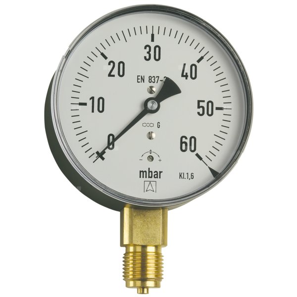 Ciśnieniomierz różnicowy AFRISO KP D211 0/100 mbar mosiądz G1/2B aksjalne fi 100, kl. 1.6%