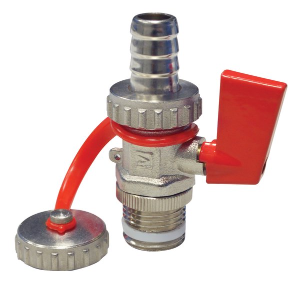 Zawór spustowo-napełniający AFRISO KFE, max. 120'C GW x przyłącze do węża, 1/2'' x 13 mm