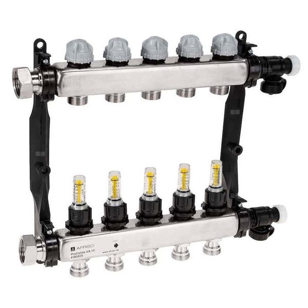 Rozdzielacz do ogrzewania podłogowego AFRISO ProCalida VA 1C 5-obieg. stal nierdzewna GZ 1'' x euroconus 3/4''