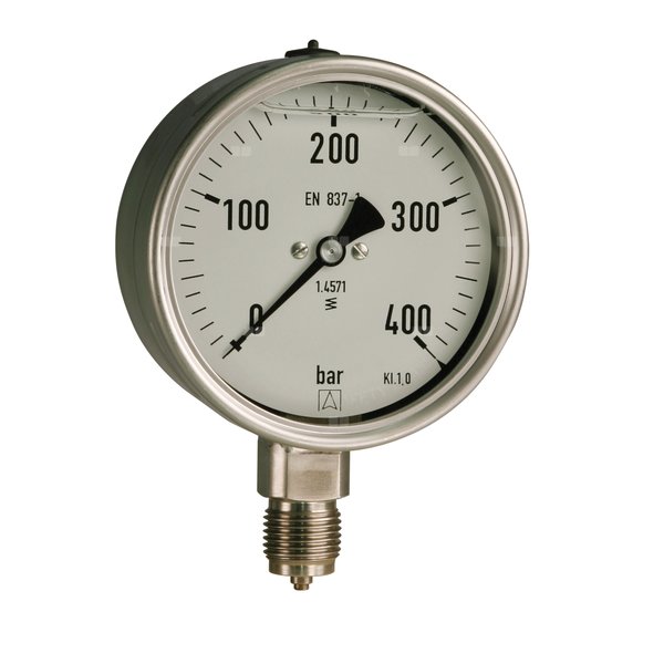 Manometr z rurką Bourdona AFRISO RF wstrząsoodporny D801 0/40 bar G1/2B radialne fi 100 mm, kl. 1,0%