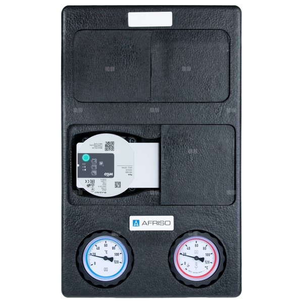 Grupa pompowa AFRISO PrimoTherm K 180-3 DN 25 GW 1'' x 1'', z zaworem mieszającym, z zaworem termostatycznym, z izolacją, z pompą obiegową Wilo Para SC 25/6