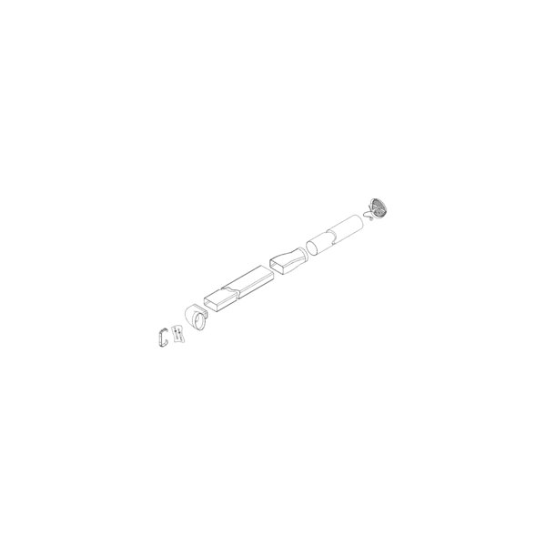 Zestaw odprowadzenia powietrza - montaż na ścianie wewnętrznej (kolanko ABS ∅ 125 - 150x70 mm rura PVC 1,5 m o przekroju prostokąta 150x70 mm łącznik ABS poziomy ∅ 125 mm - 150x70 mm rura PVC o dł.1 m i ∅ 125, kratka wentylacyjna ze sprężyną i otworem od 100 do 160 mm. 15 mm grubości, dwa ścienne wsporniki dla rur o przekroju prostokąta 150x70 mm wraz ze śrubami)