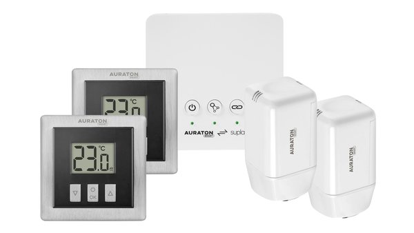 AURATON SMART Starter pack 1 czarny: 2x Radiator Controller, 2x Heat Monitor, 1x AURATON Box