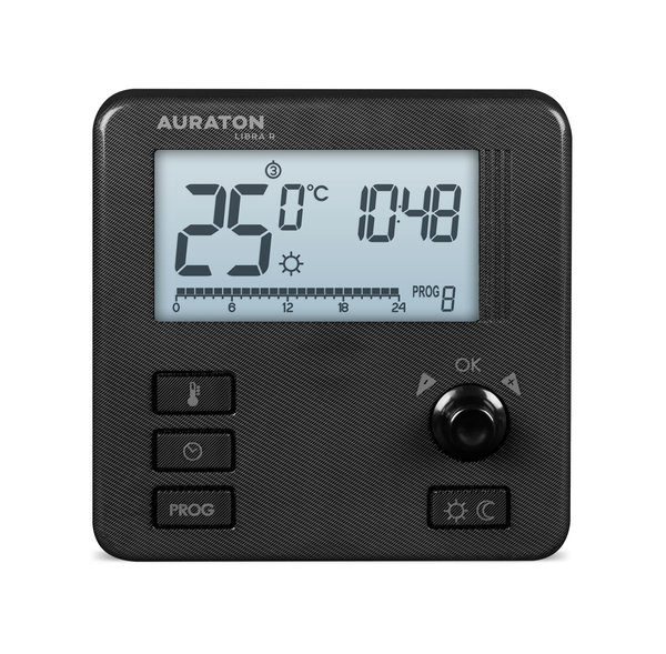 AURATON Libra R (wersja czarna) - Tygodniowy, bezprzewodowy regulator temperatury ( nadajnik