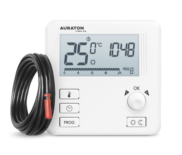AURATON Libra DS. - Tygodniowy, przewodowy regulator temperatury (dwuczujnikowy)