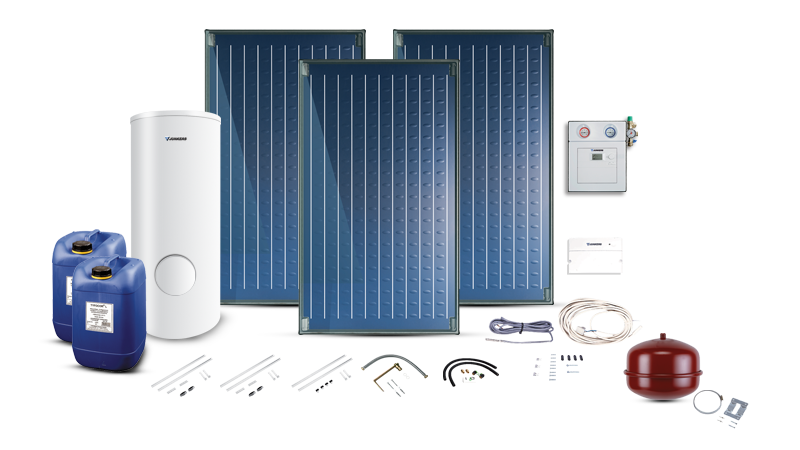 Pakiet solarny z 3 kolektorami słonecznymi SO5000TF FKC-2S oraz biwalentnym 400 litrowym zasobnikiem