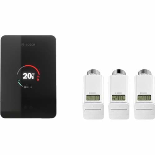 Zestaw regulatora EasyControl CT200 (czarny) z trzema zdalnie programowamymi głowicami termostatycznymi