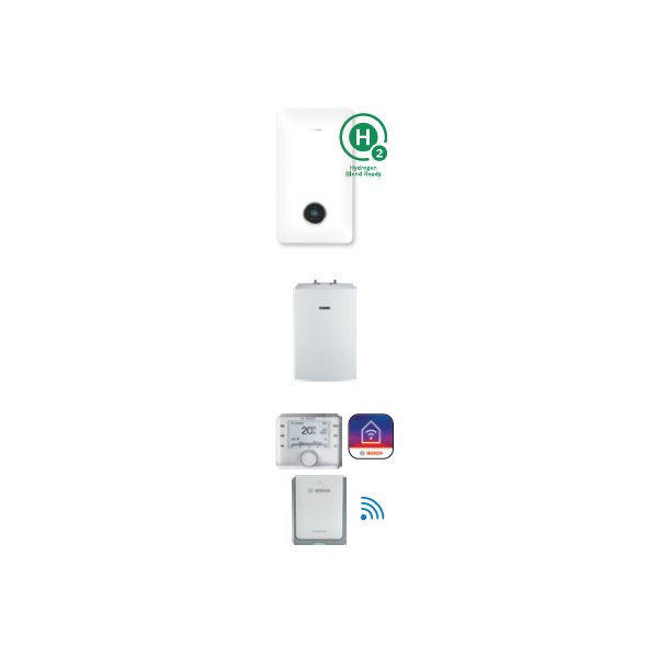 Pakiet z kotłem Condens GC5700iW 15P + Pozioma płyta montażowa (Stora WD120B + Czujnik c.w.u., Regulator CW400 + Moduł internetowy K40RF)