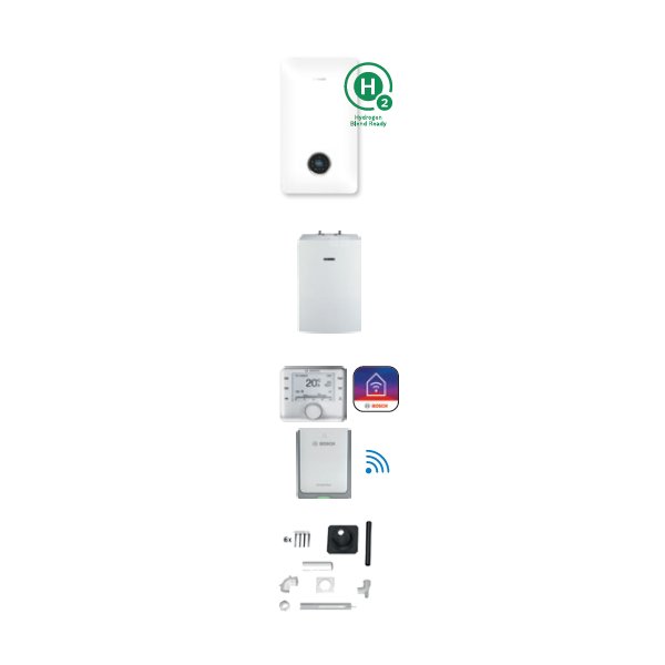 Pakiet z kotłem Condens GC5700iW 24P + Pozioma płyta montażowa (Stora WD120B + Czujnik c.w.u., Regulator CW400 + Moduł internetowy K40RF, Zestaw powietrzno- -spalinowy fi60/100-fi60 do szachtu (2519))