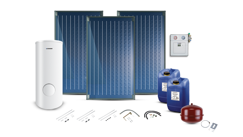 Pakiet solarny z 3 kolektorami słonecznymi SO5000TF FKC-2S oraz biwalentnym 400 litrowym zasobnikiem