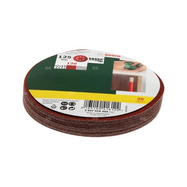 25-częściowy zestaw papierów ściernych do szlifierek mimośrodowych, ziarnistość 120