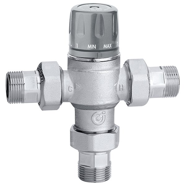Zawór mieszający regulowany pokrętłem, z zaworami zwrotnymi i filtrami 3/4" 45÷65 st. C