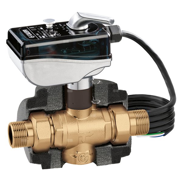 Trójdrożny kulowy zawór strefowy z napędem do instalacji klimatyzacyjnych 1 1/4 - 230V