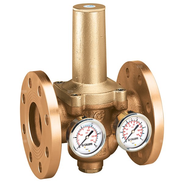 Regulator ciśnienia CALEFFI 5366 brąz, kołnierz DN 65, 16 bar z manometrem