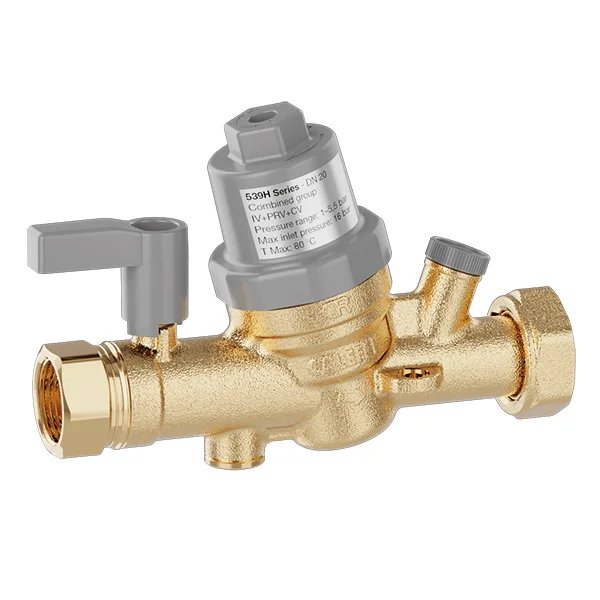 Grupa do kontroli ciśnienia w instalacji wody użytkowej z wymiennym wkładem DN 20, GW 3/4" x GW 1" z nakrętką