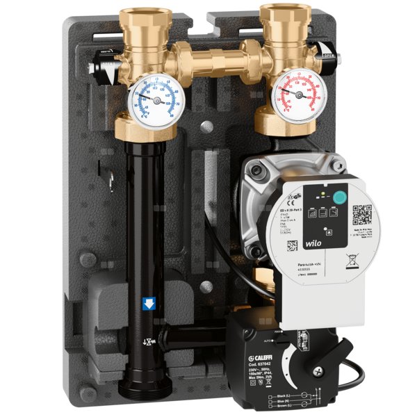 Grupa pompowa z zaworem mieszającym z siłownikiem dla instalacji centralnego ogrzewania i klimatyzacji 1 1/4'' GW. Pompa Para 25-9 . Siłownik 230 V