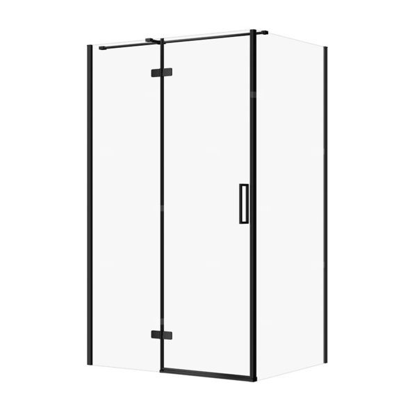KABINA PRYSZNICOWA CITY Z ZAWIASAMI CZARNA 120X90X195 LEWA TRANSP