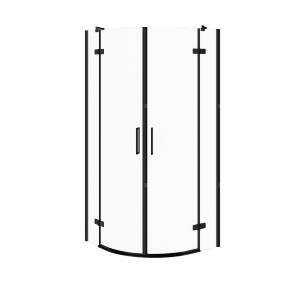 KABINA PRYSZNICOWA PÓŁOKRĄGŁA CITY CZARNA 90X90X195 SZKŁO TRANSP