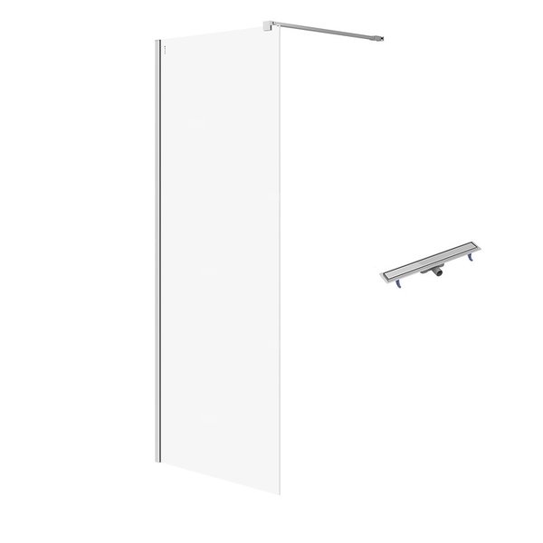 SET C79 WALK-IN MILLE CHROM 80X200+ODPŁYW LINIOWY TAKO 70 STAL WIR