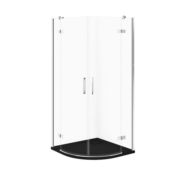 SET C627 KABINA CITY PÓŁOKR CHROM 90X90X195+TAKO SLIM CZARNY MAT WIR