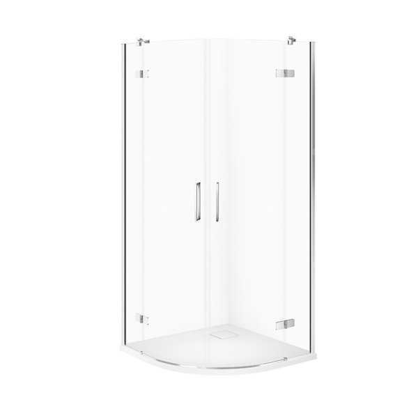 SET C625 KABINA CITY PÓŁOKR CHROM 90X90X195+TAKO SLIM BIAŁY MAT WIR