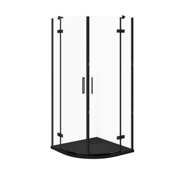 SET C619 KABINA CITY PÓŁOKR CZARNA 80X80X195+TAKO SLIM CZARNY MAT WIR