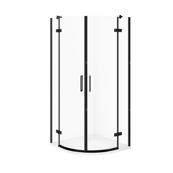 SET C616 KABINA CITY PÓŁOKR CZARNA 80X80X195+TAKO SLIM BIAŁY WIR