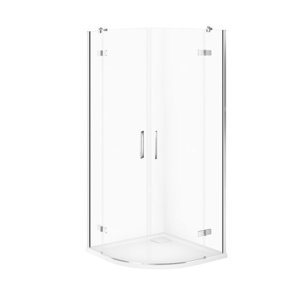 SET C612 KABINA CITY PÓŁOKR CHROM 80X80X195+TAKO SLIM BIAŁY WIR