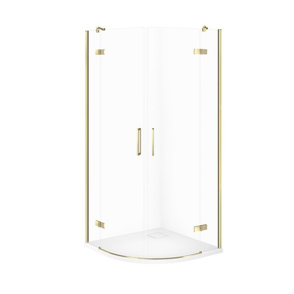 SET C608 KABINA CITY PÓŁOKR ZŁOTA 80X80X195+TAKO SLIM BIAŁY WIR