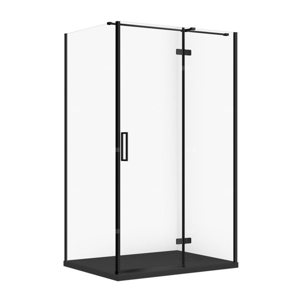 SET C582 KABINA CITY PRAWA CZARNA 120X90X195+TAKO SLIM CZARNY MAT WIR