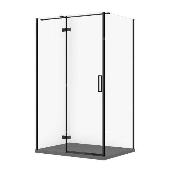 SET C581 KABINA CITY LEWA CZARNA 120X90X195+TAKO SLIM SZARY MAT WIR