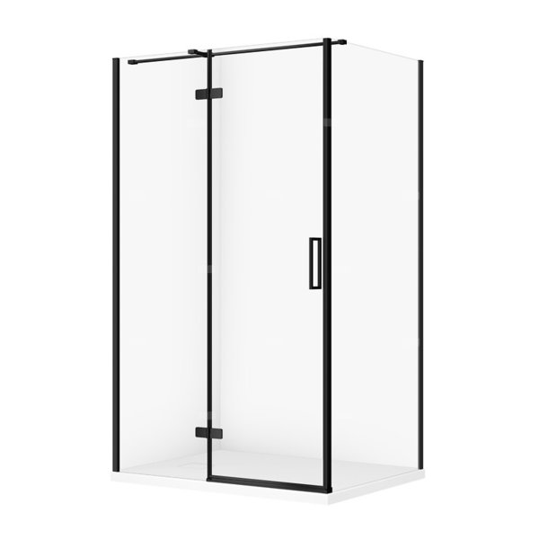 SET C577 KABINA CITY LEWA CZARNA 120X90X195+TAKO SLIM BIAŁY WIR