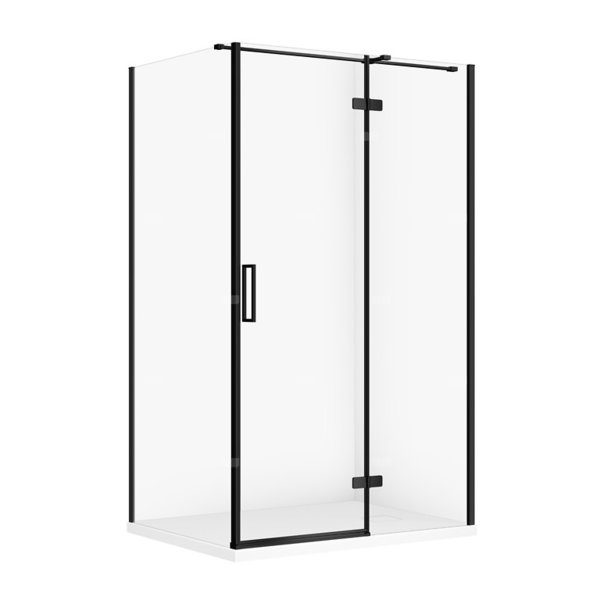 SET C576 KABINA CITY PRAWA CZARNA 120X90X195+TAKO SLIM BIAŁY WIR