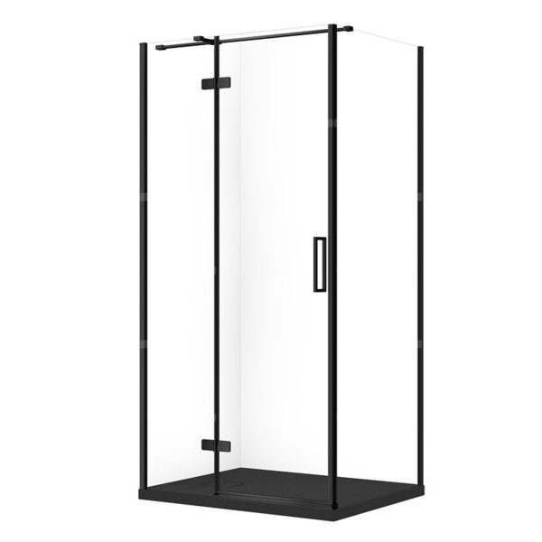 SET C575 KABINA CITY LEWA CZARNA 100X80X195+TAKO SLIM CZARNY MAT WIR