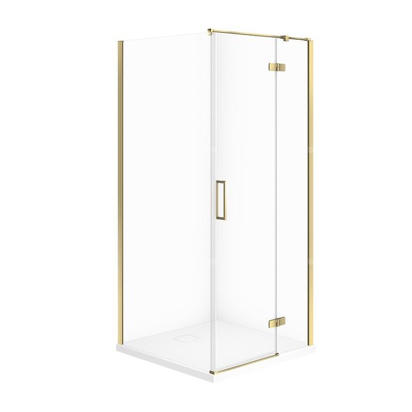 SET C552 KABINA CITY PRAWA ZŁOTA 90X90X195+TAKO SLIM BIAŁY WIR