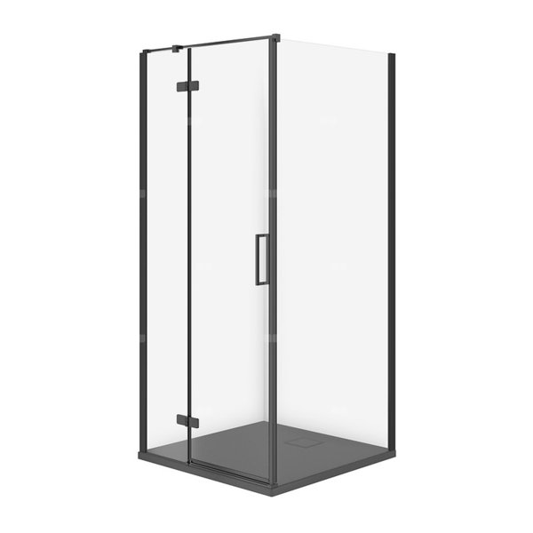 SET C536 KABINA CITY LEWA CZARNA 80X80X195+TAKO SLIM SZARY MAT WIR