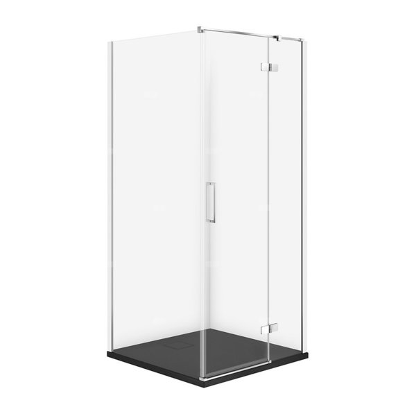 SET C535 KABINA CITY PRAWA CHROM 90X90X195+TAKO SLIM CZARNY MAT WIR