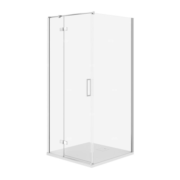 SET C508 KABINA CITY LEWA CHROM 80X80X195+TAKO SLIM BIAŁY MAT WIR