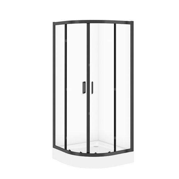 SET C708 KABINA ARTECO CZARNA PÓŁOKRĄGŁA 90X90X190 + BR TAKO 90X16 WIR