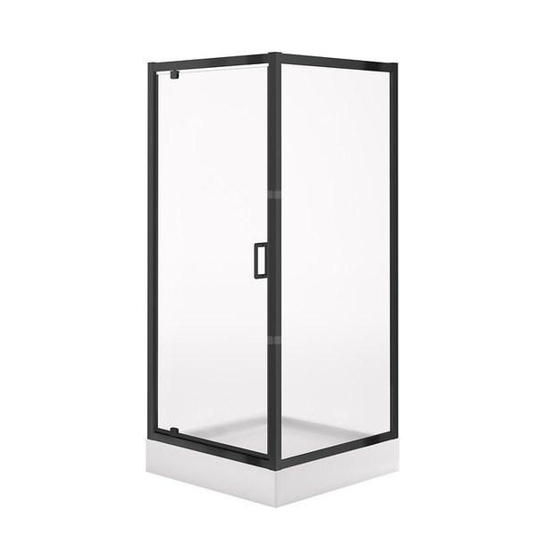 SET C704 KABINA ARTECO CZARNA KWADRAT 90X90X190 + BR TAKO 90X16 WIR