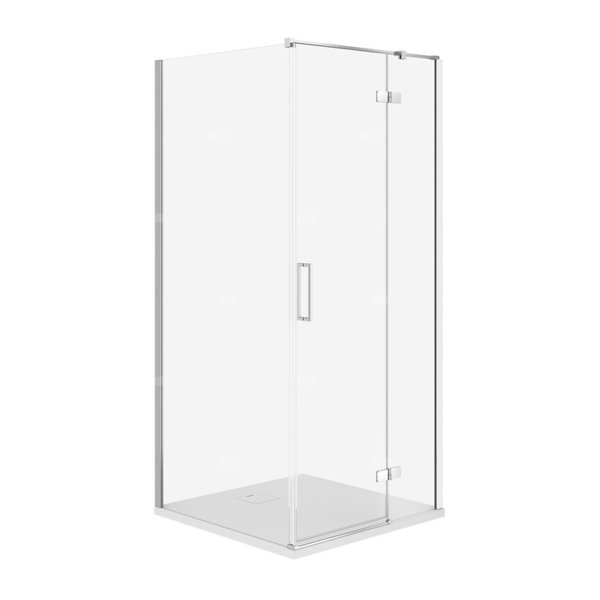 SET C511 KABINA CITY PRAWA CHROM 90X90X195+TAKO SLIM BIAŁY MAT WIR