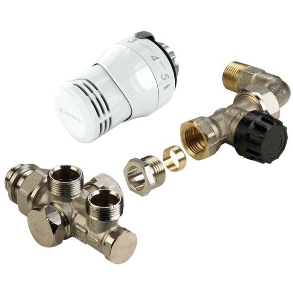 Zestaw termostatyczny kątowy (Senso M28 + 809GCB+dystrybutor 539E+złączki dn15) 1/2"-M22, Kv 0,95