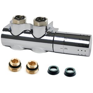 Zestaw termostatyczny AutoSar Thermod Design z nastawą M30x1,5, podł.inst.3/4'E, podł.grzejnik 3/4" lub 1/2" chrom kątowy prawy