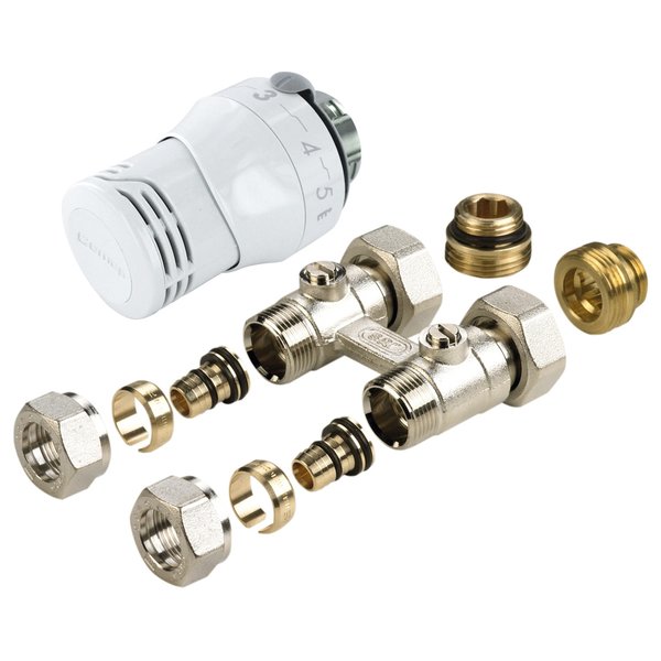 Zestaw termostatyczny prosty (Senso M30 + H moduł 3/4"-1/2")+ złączki M22- 16x2+ nyple 3/4" lub 1/2"