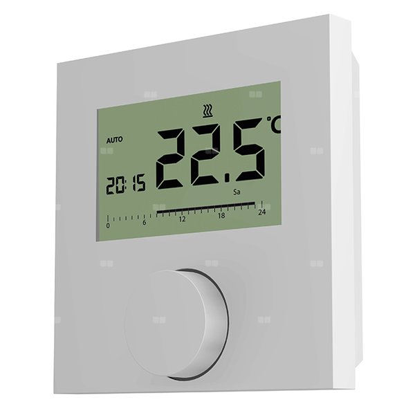 Termostat pokojowy przewodowy, elektroniczny z wyświetlaczem, program tygodniowy, ogrzewanie/chłodzenie - 230V