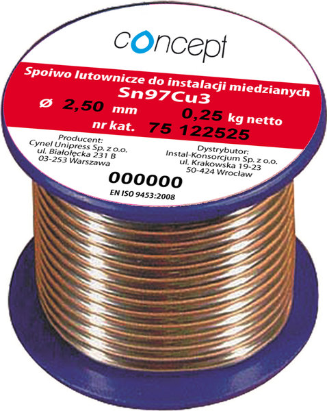 Drut lutowniczy (Sn97Cu3) Concept By CYNEL fi 2.5 mm, 100 g