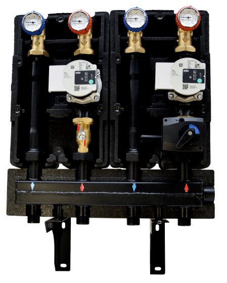 CONCEPT Zestaw D1 (obieg grzewczy bezpośredni + obieg grzewczy z zaworem 3-drogowym i napędem oraz z pompami Yonos Para 25/6)